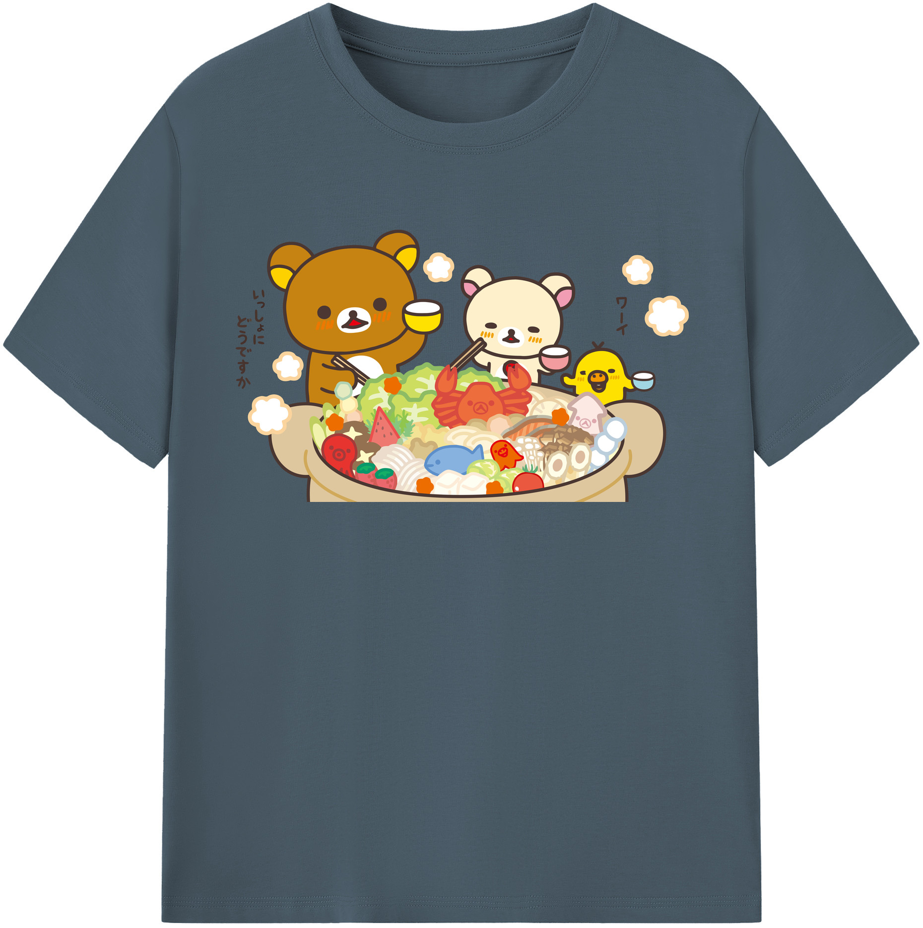 （画像用） リラックマ リラックマ キイロイトリ Rilakkuma Korilakkuma Kiiroitori 綿100％半袖Tシャツ（フロントプリント）